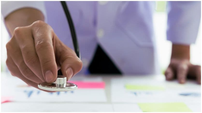 Close up of doctor with stethoscope