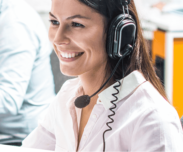 Woman with headset on